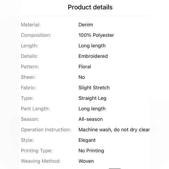 Embroidered Wide Leg Faux Jeans with Fringe Hem - Picture 5 of 5